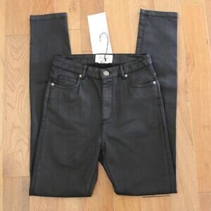 NWT Womens Bonpoint Darla Waxed Denim Black High Waisted Skinny Jeans‎ 34 (2)